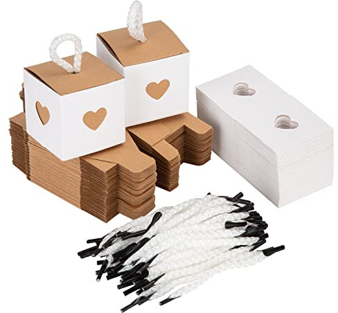 Kleine Geschenkboxen, (50 Stk) - 5,5 x 5,5 x 5,5cm Karton Kraftpapier Box, Mini Retro Geschenk Schachtel Pralinenschachtel für Hochzeit, Party, Geburtstag, Taufe, Süßigkeiten, Basteln