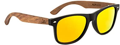 AlpDeer Holz Sonnenbrille Walnuss Damen und Herren UV400 Polarisiert (orange)