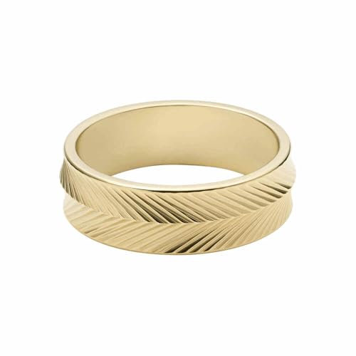 Fossil Damen-Edelstahlband Ringe, 6.5, Ernte-Gold