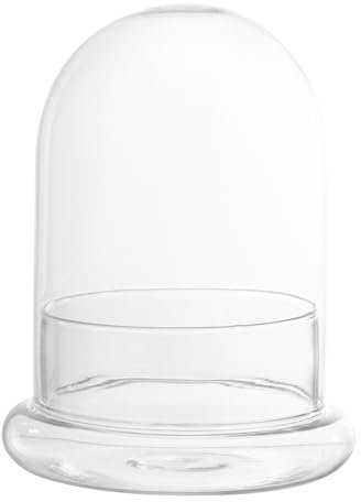 Angoily - Cloche pour plantes - Cloche décorative en verre transparent avec base - 17 x 12 cm - Transparent