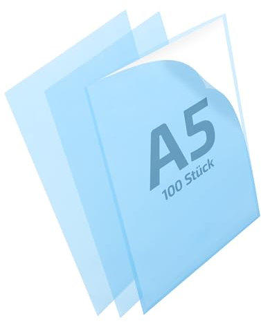 REIF Hamburg 15046 DIN A5 Sichthüllen blau, 100 Stück aus PE Stärke 0,160 mm, dokumentenecht, Dokumentenhülle oben und seitlich offen, Made in Germany