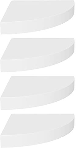 vidaXL 4X Eckregal Schweberegal Wandregal Bücherregal CD DVD Regal Wandboard Hängeregal Wand Dekoregal Freischwebend Weiß 25x25x3,8cm MDF