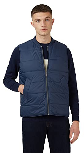 Ben Sherman Zip Up Sleeveless Dark Navy Mens Quilted Gilet 0072557 36