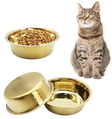 kathson 3pcs Premium Stainless Steel Dog Bowls, Hammered Thickened Metal Dog Bowl Feeding or Water Bowls for Small/Meidum/Large Sized Dogs&Cats Stackable Metal Cat Bowl Dishwasher Safe 5.5 Dia.