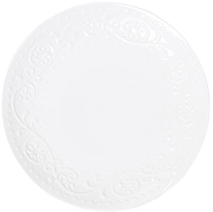 HOMLA Teller SYLIA - Essteller - aus Porzellan - Langlebig und Widerstandsfähig - Harte, Glänzende, Kratzfeste Oberfläche - Durchmesser 27cm, Weiß mit Ornament