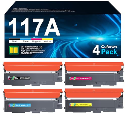 Coloran 117A Toner Set, Kompatibel für HP 117A W2070A Toner Tonerkartusche für HP Color Laser MFP 178nwg 179fwg 150nw 179fnw 150a 178nw W2070A W2071A W2072A W2073A Drucker (Schwarz Cyan Gelb Magenta)