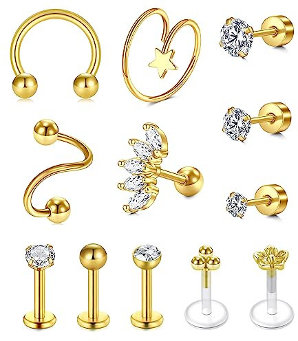 LAURITAMI Helix Piercings Chirurgenstahl 1.2mm 6mm Tragus Ohrring Piercing Stecker Ohr Knorpel Kristall Diamant