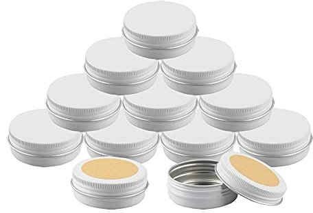 BPZXL 100 Pièces 30ml Rond Pots en Aluminium Blanc Cosmétique Bougie Aluminium Vides Pots de Voyage pour Baume à lèvres avec Étiquette