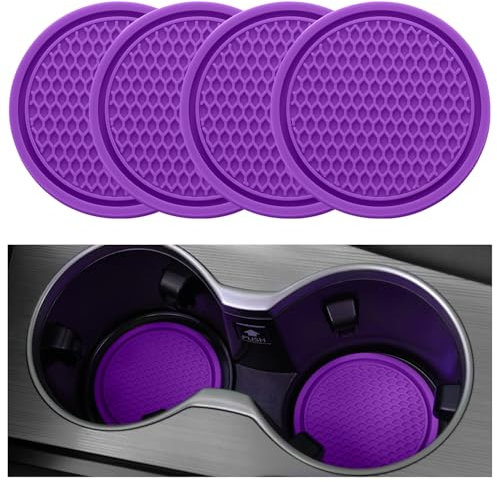 SINGARO Lot de 4 dessous de verre universels antidérapants intégrés dans des dessous de verre pour voiture - Accessoires d'intérieur de voiture - Violet