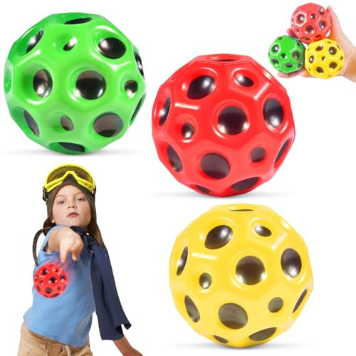 3Pcs Astro Jump Ball,Super High Bouncing Space Ball,Bouncing Ball,Space Ball,Mini Bouncing Ball Toy for Kids Party Gift,Spielzeug Planeten Hüpfbälle für Kinder im Freien (Rot+Gelb+Blau)