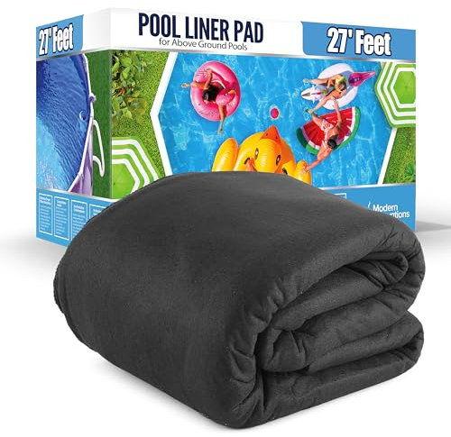 Tapis de piscine hors sol, rond de 8,6 m, tapis de piscine d'extérieur pré-découpés et résistants pour piscine hors sol, revêtements de piscine noirs pour rembourrage et protection, tapis de piscine