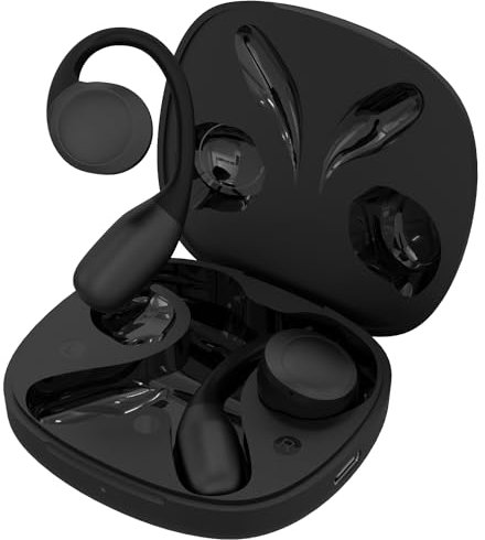 SPC Ether 2 Sense – Kabellose Open-Ear Bluetooth-Kopfhörer mit Geräuschunterdrückung, Langer Akkulaufzeit (30 Stunden), Mikrofon, Zwei Anschlussmöglichkeiten, IPX4 - Schwarz