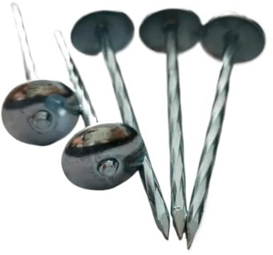 GeRnie Clous de toiture à tête de parapluie, tige torsadée, clou en bois galvanisé, utilisation supérieure, clou à grosse tête, tige de vis(3.8x80mm 10pcs)