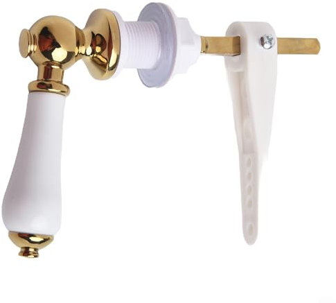 EpheyFIF Small Bore Ceramic Toilet Cistern Lever Flush Handle, Traditional Porcelain & Gold Replacement Flush Lever Kit Ceramic Handle Toilet Flushers Handle