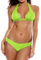 LEOMOSTE Sexy Pailletten-Bikini-Set für Damen, glitzernd, sexy Push-Up-Badeanzug, Strandbekleidung, Grün , S