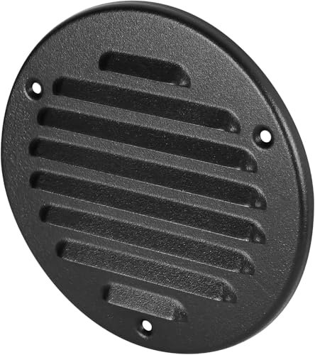Graphite Grey Louvred Wall Vent Grille with Flyscreen, Fits 150mm / 6″ Ducts, Round Ventilation Grille with Flat Back, Powder-Coated Stainless Steel, Anti-Insect Net, Easy Install, Indoor/Outdoor Use