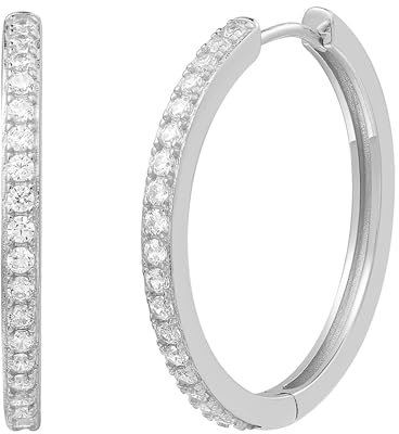 XENOX® Creolen - Damen Ohrringe aus hochwertigem 925/- Sterlingsilber mit Zirkonia-Steinen | XS10355