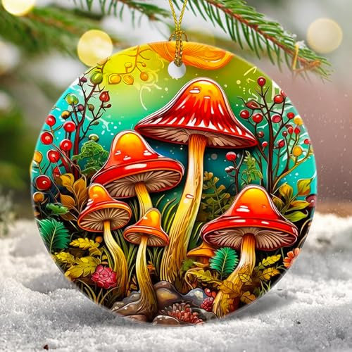 Weihnachtsbaumschmuck, Pilz-Ornament, glatte Keramik, Weihnachtsbaumschmuck, Weihnachtsdekoration, Dekoration, Innenbereich, Party, Geschenke, Souvenir, Pilz