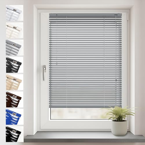 Sonello Aluminium Jalousien Fenster Ohne Bohren 75x175cm Silber Klemmfix | Blickdicht, Sichtschutz, Sonnenschutz für Fenster/Türen, Schalosien, Montage mit und ohne Bohren, Jalousien mit Klemmklips