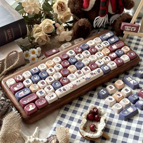 Xtroml Cute MOA Profile PBT Keycap Set, 132 Keys, USB, Compatible with 100%, 75%, 65%, 60% Mechanical Keyboards