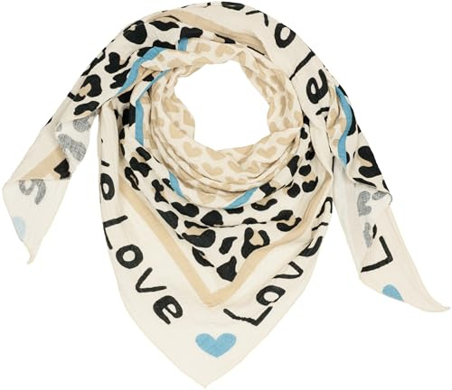 Caspar Damen Dreieckstuch Musselin Schal XXL aus Baumwolle hautfreundlich für die Übergangszeit mit Leo Print Muster - Premium Qualität - SC544