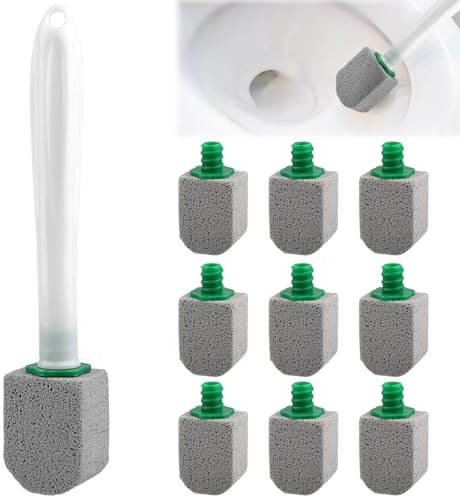 Bimsstein Toilettenreiniger, 10 Stück WC Cleaning Block mit 1 Griff, Reinigungsstein für WC, Badezimmer, Küche & Schwimmbäder, hartnäckige Flecken, Kalk & Urinstein