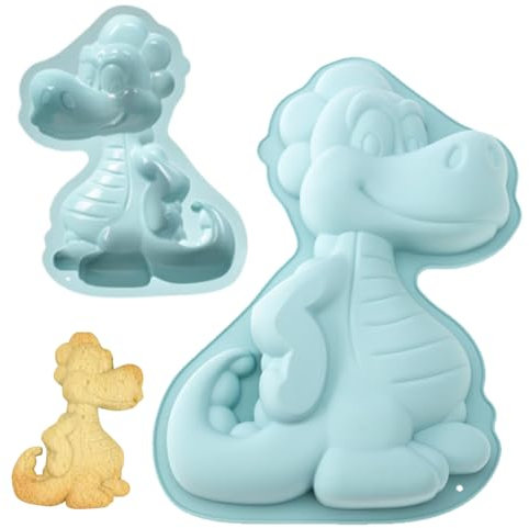 Kuchenform Dinosaurier Silikon, Kuchenform Dinosaurier Groß, Dino Backform Silikon, 3D Dinosaur Baking Mould, For Party Baking Moulds Such As Cakes Chocolates Desserts Etc (Blau)