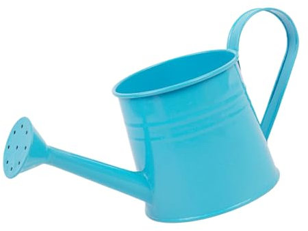 Annaffiatoio in metallo, per piante in interni ed esterni, annaffiatoio zincato, 1 litro per la decorazione della casa e il giardinaggio (blu)
