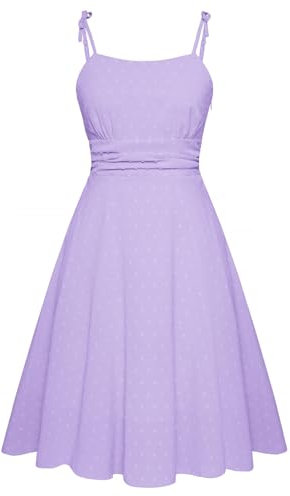 Belle Poque Summer Dresses for Women UK Sleeveless Knee Length A Line Swing Dress Casual Beach Dress S Purple