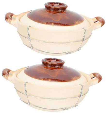 MUCKLILY de Barro 2 Piezas con Mango Arcilla de Alta Temperatura Multifuncional para y Guisos Utensilios de Cocina para Arroz para Hornear y Cocinar