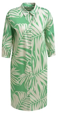 Milano Italy Damen Knielanges Hemdblusenkleid mit Blätter-Print