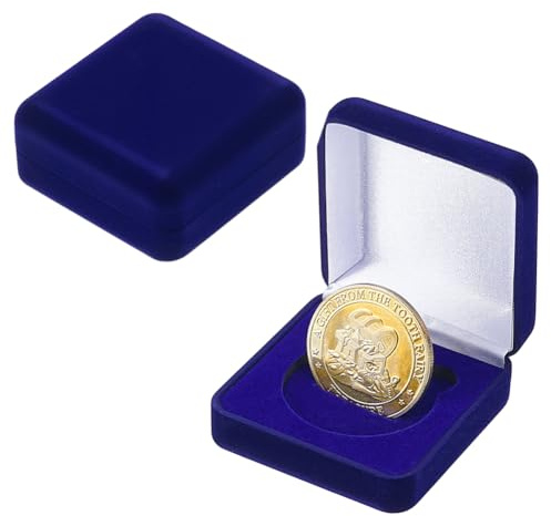 NBEADS 2 Espositore per Monete Quadrato, Scatola Espositiva per Monete Commemorative e Medaglie in Velluto Blu Notte, 6.85x6.55x2.85cm/2.7x2.58x1.12inc