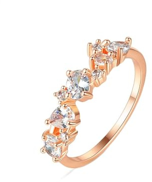 Ayoiow Goldring Damen 750 18K Roségold, Elegant Labordiamant und Moissanit Damenring 750 Gold, Vorsteckring Gold für Freundin