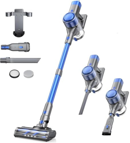 BuTure VAC Akku Staubsauger 600 W 50KPA Saugleistung, bis zu 60 Minuten Laufzeit, mit LED-Touchdisplay, Auto-Modus, LED-Licht, Anti-Wicklung, leistungsstarker Staubsauger für Böden, Teppiche