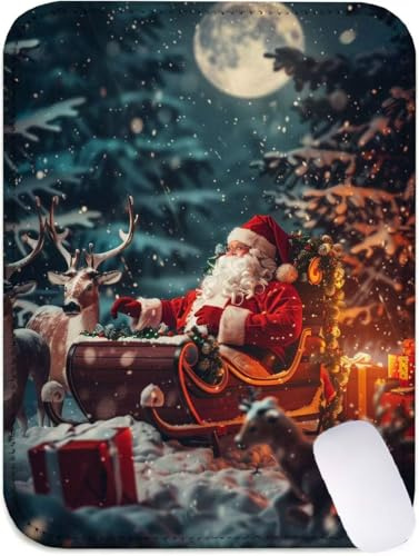 Mauspad Weihnachten Mousepad Klein 240x200, Mini Schreibtischunterlage REH Mauspad Gaming mit Genähten Kanten, Wasserdicht rutschfest, Verbessert Präzision und Geschwindigkeit, Gaming Zubehör J2-430