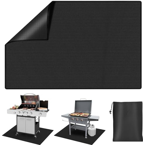 Feuerfeste Unterlage 100x150cm, Hitzeschutzmatte Wasserdicht Wiederverwendbar Klappbar mit Oxfordtasche, Grillmatte Bodenschutz für Gasgrill Holzkohlegrill Elektrogrill Kamin