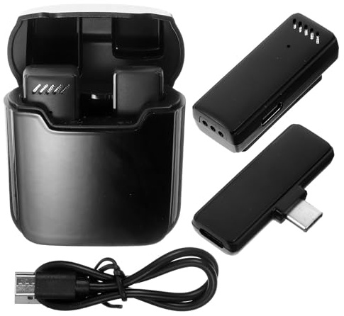 Ciieeo Microfono Lavalier Wireless per Smartphone con Riduzione Intelligente del Rumore e Custodia 600mAh Ideale per Interviste Live