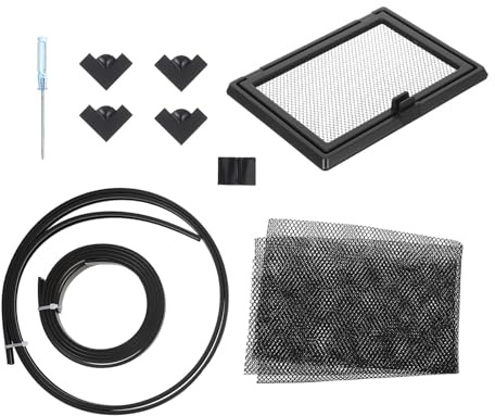 Housoutil Magnetische Aquarium Abdeckung zum Schutz vor Staub und Sprüngen mit Futterfenster aus PVC und Gummi Schwarzes Anti Sprung Netz für Selbstgemacht Aquarien