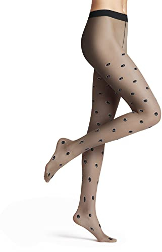 FALKE Damen Strumpfhose Top Dot 20 DEN W Ti weiches Material gemustert 1 Stück, Schwarz Black 3009, S-M