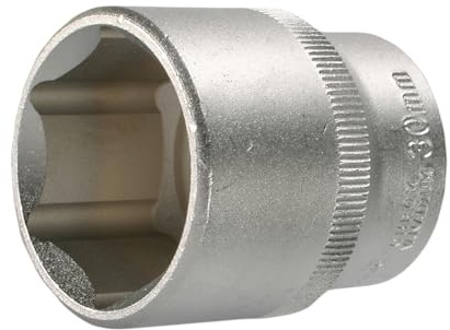 SW-Stahl 05619L Steckschlüsseleinsatz 1/2 Zoll, 30 mm Sechskant Nuss | Premium Steckschlüssel aus Chrom-Vanadium-Stahl, matt verchromt, 45 mm Länge, Außensechskant für 12,5 mm Vierkant-Antrieb