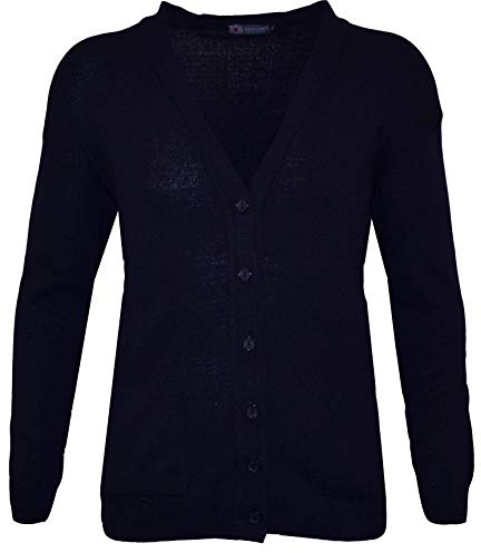 Louie James Cotton Blend Classic 6 Button Cardigan with Twin Straight Pockets in Navy in Size 2XL to 6XL