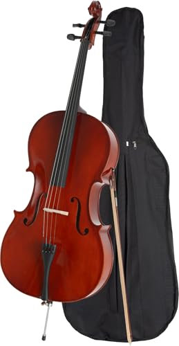 Classic Cantabile CP-100 Cello 4/4 Set (Decke: Fichte, Boden: Ahron, Wirbel: Palisander, höhenvertellbarer Stachel, hochglanz lackiert, inkl. Bogen und Tasche)