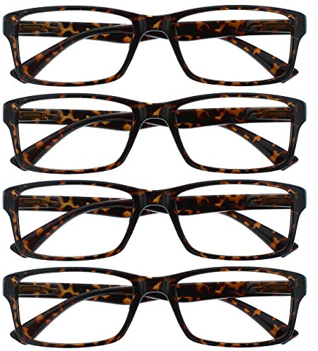 Die Lesebrille Unternehmen Braune Schildpatt Leser Wert 4er-Pack Designer Stil Herren Frauen RRRR92-2 +1,50