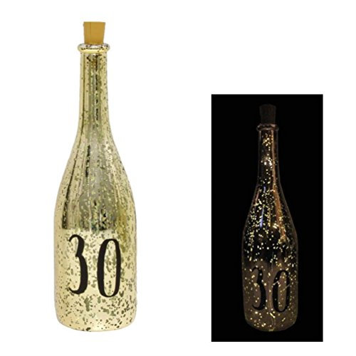 Mythgift Home Accessorie Gold Crackle Glaze Battery Light Up Bottle with Number - 30th Birthday Gift