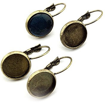 Vintageparts 6 Brisuren in antik Bronze für 12 mm Cabochon, DIY-Schmuck