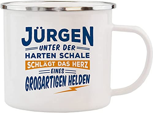 History & Heraldry Echter Kerl - Emaille Becher Jürgen - individuelle und personalisierte Tasse mit Name und Spruch