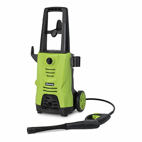H.Koenig HWP3 Nettoyeur Haute Pression 110 bars, 320 L/H, Température jusqu'à 40°C, moteur universel Puissant, Efficace, Multi-usages 4 accessoires embouts réglables pour carrelage, terrasse, voiture