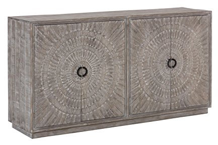 Woodkings® Sideboard Salem Massivholz Mango Anrichte Design Kommode Patina grau massiv Holzmöbel