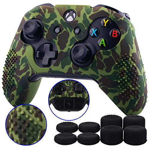 9CDeer 1 Pezzo di Stampa con Trasferimento Personalizzato Silicone Copertina Pelle Manica Caso Skin Cover Case 8 Thumb Grips Prese del Pollice Cappucci Analogici per Controller XboxOne/S/X Verde scuro