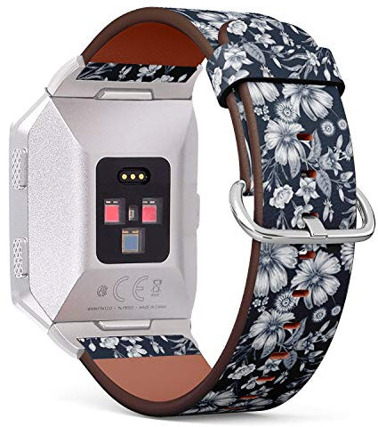 Kompatibel mit Fitbit Ionic Lederarmband, Armband mit Edelstahl-Verschluss und Adaptern (Stoffe)